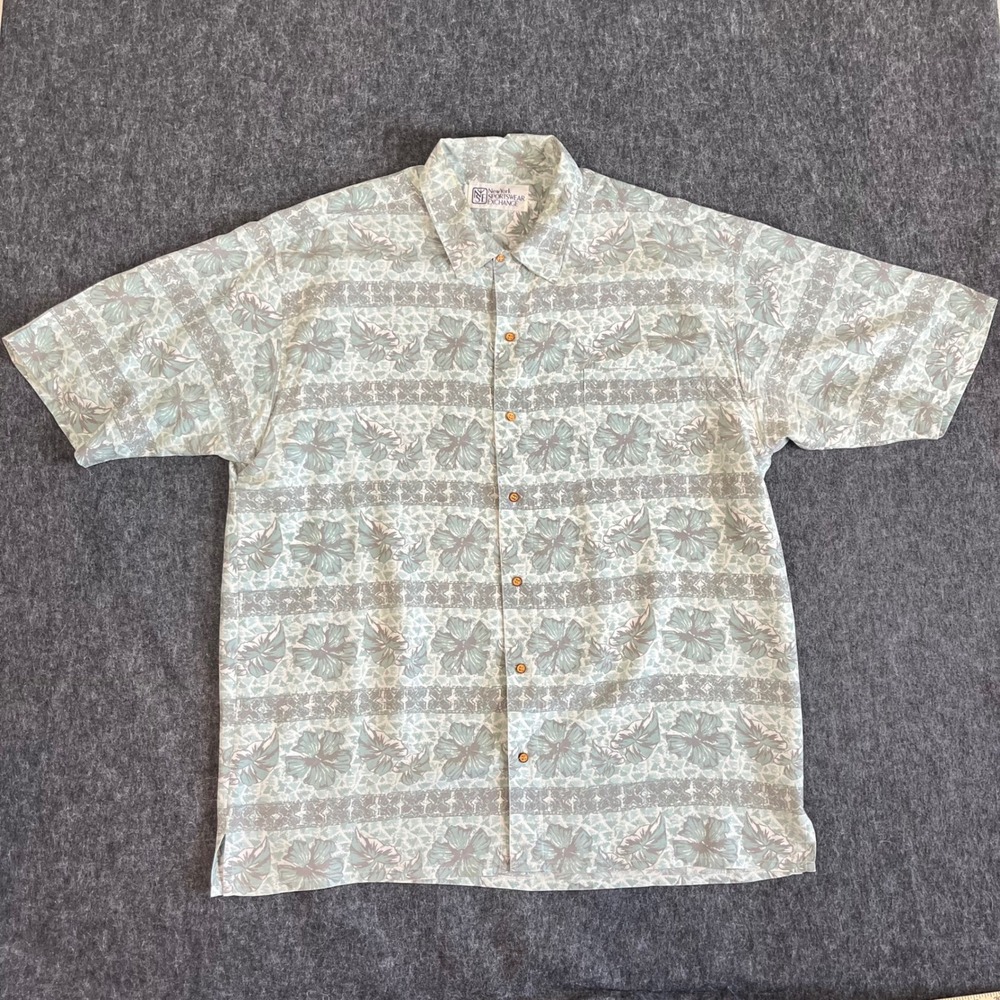 Vintage New York Sportswear Exchange Men XL 100% Silk Hawaiian Button Down Shirt